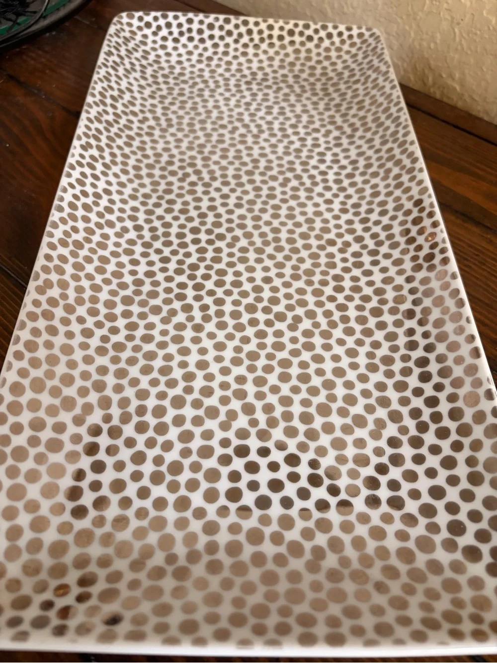 West Elm Cream and Tan Dot Rectangular Serving Platter